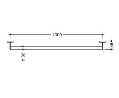 System' 900'  100cm Support Rail - Chrome